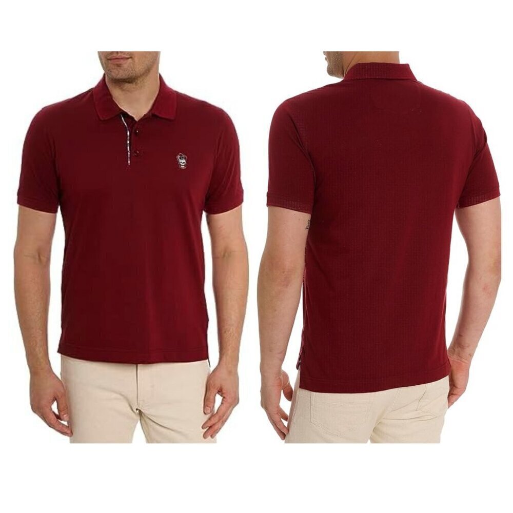 Robert Graham Men's Purple Red Lucifer Short Sleeve Knit Polo Shirt 35493